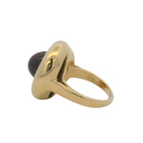 Vintage Denise Roberge Solid 18kt Yellow Gold and Cabochon Star Ruby Circle Cocktail Ring Size 6.25
