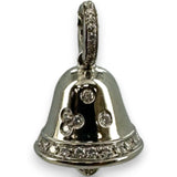 Aaron Basha Retired Rare 18kt Solid White Gold and White Diamond Working Bell Pendant Made in Italy