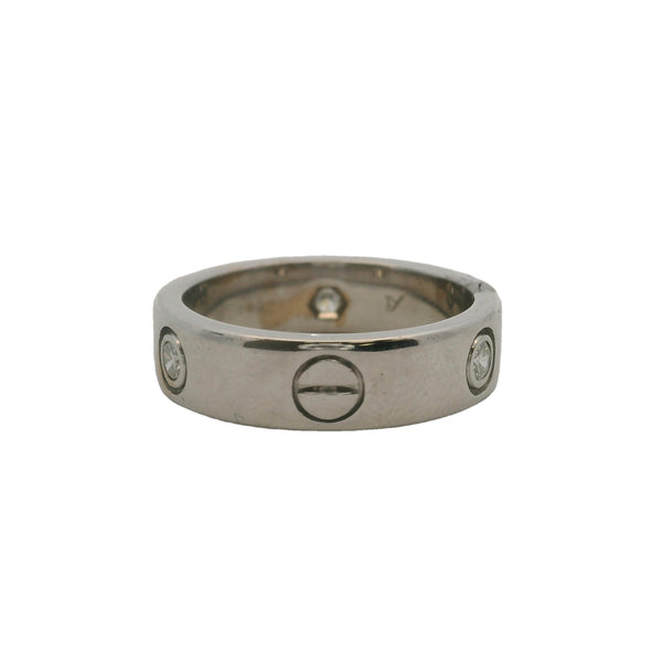 Vintage 1998 Cartier 3 Diamond Love Ring in 18kt White Gold Size 7