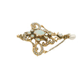 Vintage 1930-50s Victorian Revival Opal And Pearl Drop/Dangle Pendant/Brooch