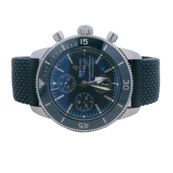 Breitling SuperOcean Heritage 44 A13313 Chronograph 44mm Blue Dial Steel Rubber Strap Watch