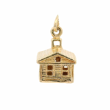 Solid 14kt Yellow Gold Marriage Chapel Detailed Charm Pendant for Wedding or Engagement