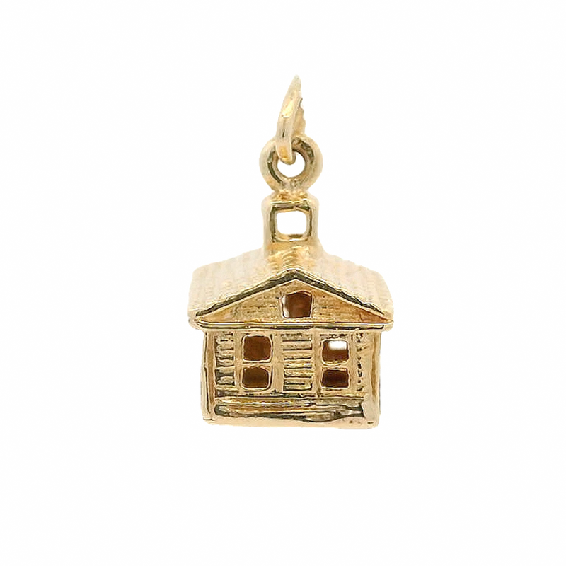 Colgante con detalle de capilla matrimonial de oro amarillo macizo de 14 kt para boda o compromiso