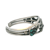 Running Bear 925 Sterling Silver Running Horses and Turquoise Adjustable 6-7" Cuff Bracelet