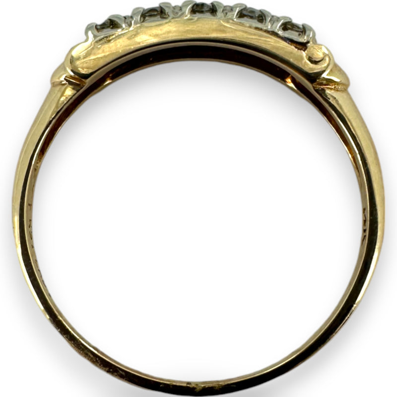 Vintage Granat Bros 1950s "First Lady" Collection 14kt Yellow Gold 5-Stone Diamond Wedding Accent Band Ring Size 8.5