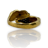 Solid Yellow Gold Diamond & Emerald Horse Animal Wrap Around Ring Size 9.5