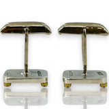 Vintage Solid 925 Sterling Silver Toggle-Back Gold Tone Screw Cufflinks Made in Mexico