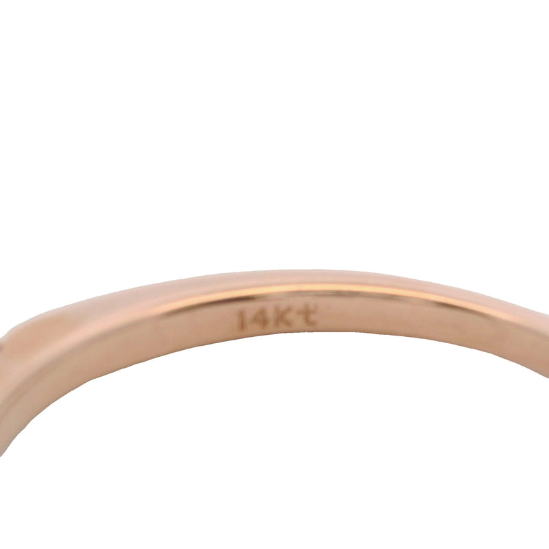 Solid 14kt Rose Gold and Diamond Line 2mm Wide Stackable Band Ring Size 7