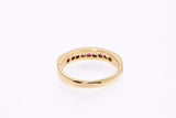RJC Natural Ruby & Diamond Channel Line Band 14K 585 Yellow Gold Ring Size 6
