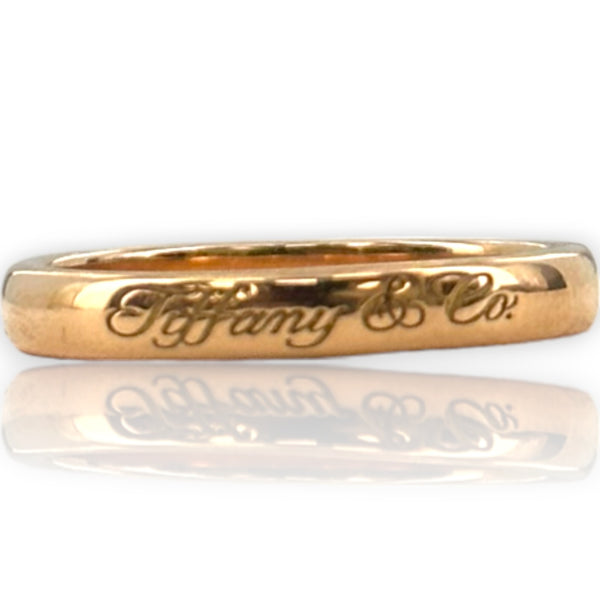 Tiffany & Co Tiffany Notes Collection 18kt Rose Gold 2.7mm Wedding Band with Cursive Script Size 5.5 Ring
