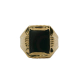 Gobbato Jewelry Solid 18kt Yellow Gold Replica of 1930s Deco Onyx Flat-Top Signet Ring Size 9.5 Made in Italy
