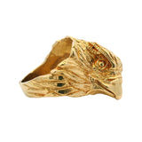 Vintage Solid 14kt Yellow Gold Eagle Head Animal Bird Large Ring Size 8.5