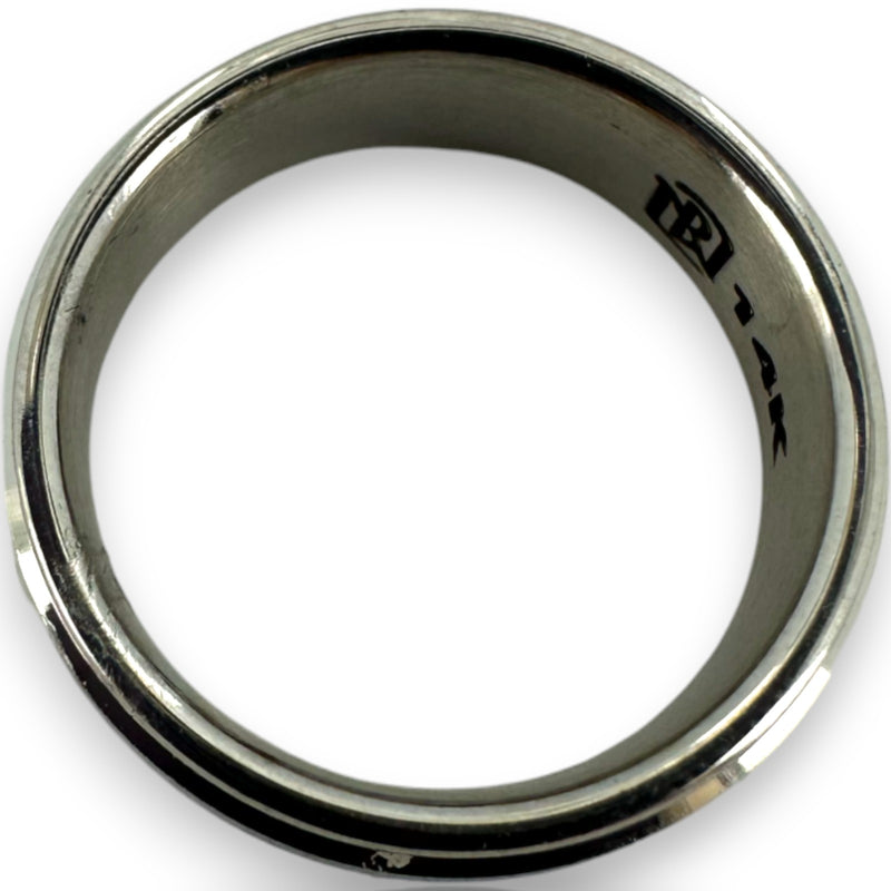 Anillo de bodas Blue Nile de 6,5 mm con acabado satinado cepillado y bordes pulidos en oro blanco macizo de 14 kt, talla 6