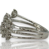 LALI Jewels Solid 14kt White Gold Rhodium Plated Open Wrap Ring with 0.75ctw Diamond Flowers Size 6.5