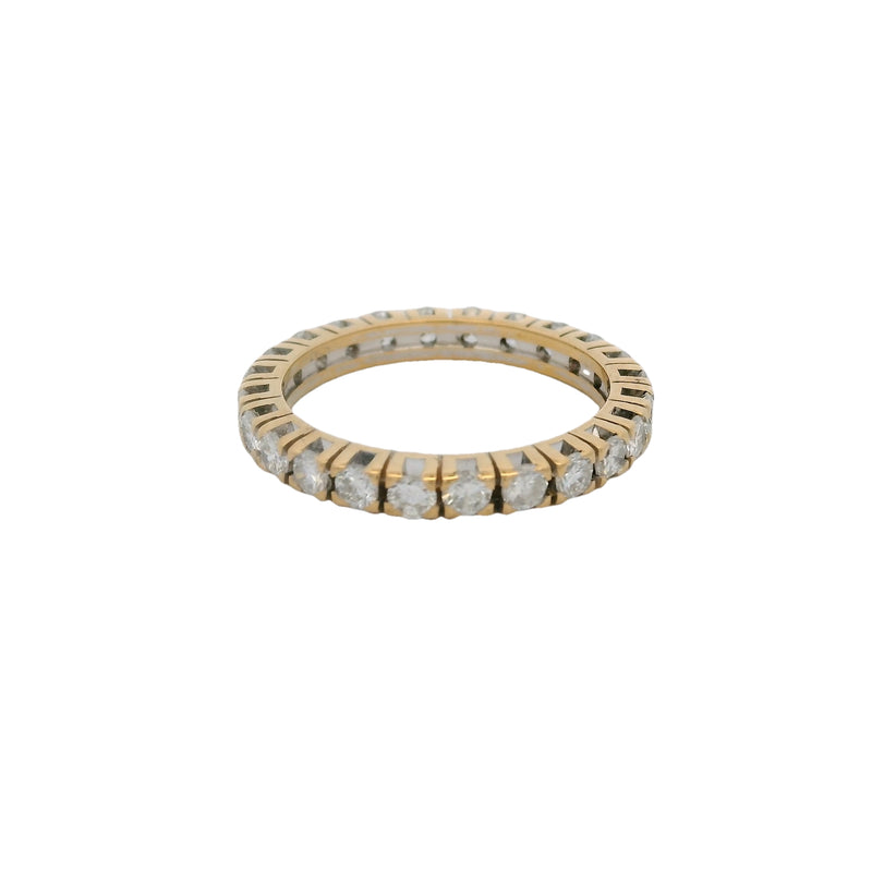 Solid 18kt Yellow Gold and Round Diamond 2.6mm Wide Eternity Band Ring Size 6