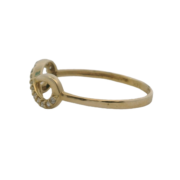 Solid 14kt Yellow Gold and Cubic Zirconia Infinity Symbol Ring Size 6.5