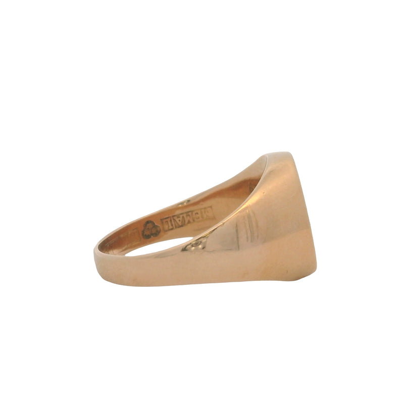 Vintage Solid 18kt Rose Gold Simple Oval "R" Block Lettering Signet Ring Size 7