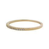 Solid 14kt Yellow Gold and Diamond Thin Dainty Half-Eternity Band Ring Size 10.5