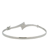 Solid 14kt White Gold and 0.44ctw Diamond Bypass Style Hinged Bangle 7" Bracelet