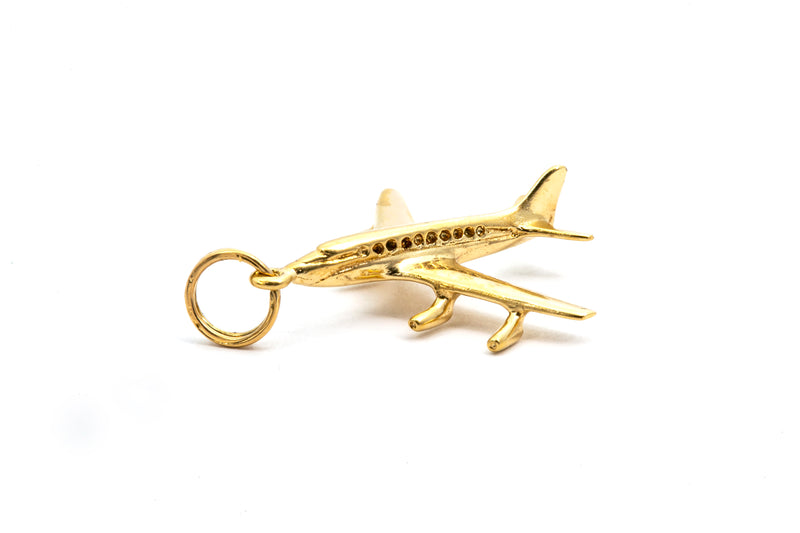 Airplane Jet Pilot 14k 585 Yellow Gold Charm Pendant