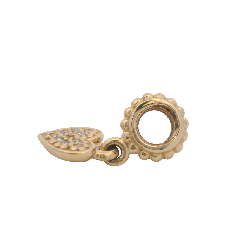 Pandora Retired Solid 14kt Yellow Gold and Diamond Cluster Heart Dangle Slider Charm