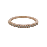 Solid 14kt Rose Gold and Diamond Line 2mm Wide Stackable Band Ring Size 7