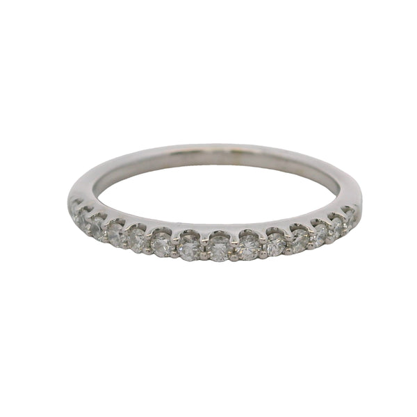 Anillo de bodas apilable de oro blanco macizo de 14 kt y diamantes de 2,2 mm, talla 7