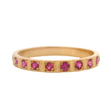 Vintage 14kt Yellow Gold Lab Ruby Gemstone Geometric Band Stackable Ring Size 8