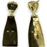 Solid 14kt Yellow Gold and Inlaid Vivid Fire Opal 1.33" Long Drop/Dangle Earrings