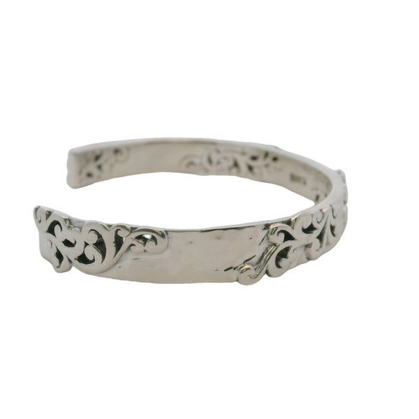 Lois Hill Hammered Scroll Motif 925 Sterling Silver Cuff Made In Indonesia