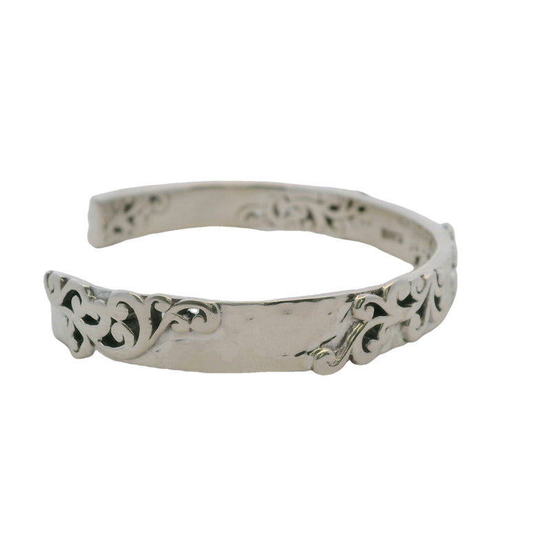 Lois Hill Hammered Scroll Motif 925 Sterling Silver Cuff Made In Indonesia