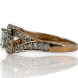 KALLATI Jewelry Solid 14kt Rose Gold Princess Cut Diamond Cluster Ring with Round Cut Diamond Halo Wedding Engagement Size 6.5