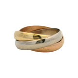 Vintage 80s/90s Cartier Solid 18kt Tri-Tone Gold Trinity Ring Size 5
