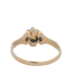 Antique Late Victorian Solid 14kt Rose Gold Blue-Green Opal Belcher Setting Solitaire Ring Size 6