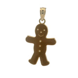 Solid 14kt Yellow Gold and Enamel Gingerbread Man Holiday Charm Pendant