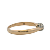 Antique Victorian Solid 14kt Yellow Gold and Old Mine Diamond Solitaire Stirrup Ring Size 7.75