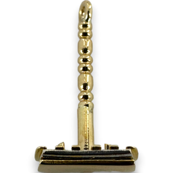 Vintage Rare 14kt Yellow Gold Realistic Shaving Razor Charm with White Gold Blade Detail