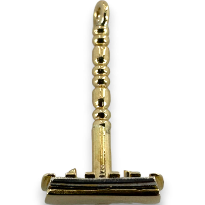 Vintage Rare 14kt Yellow Gold Realistic Shaving Razor Charm with White Gold Blade Detail
