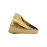 14kt Yellow Gold Wedgewood Porcelain Intaglio Wolf Cougar Wax Seal Ring Size 9.5