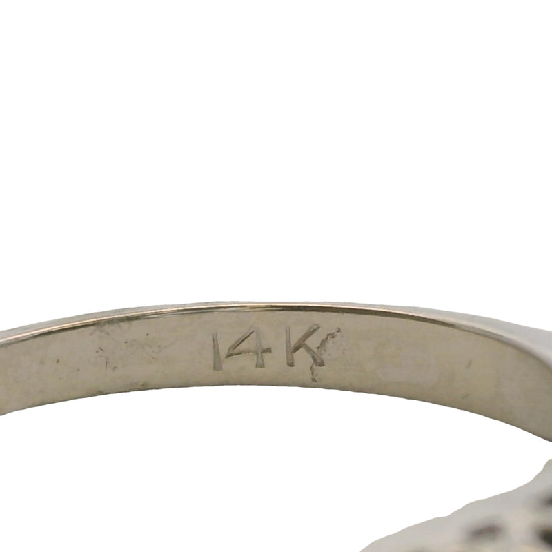 Vintage 1950s Solid 14kt White Gold Diamond Line Accent Band Ring Size 6.5