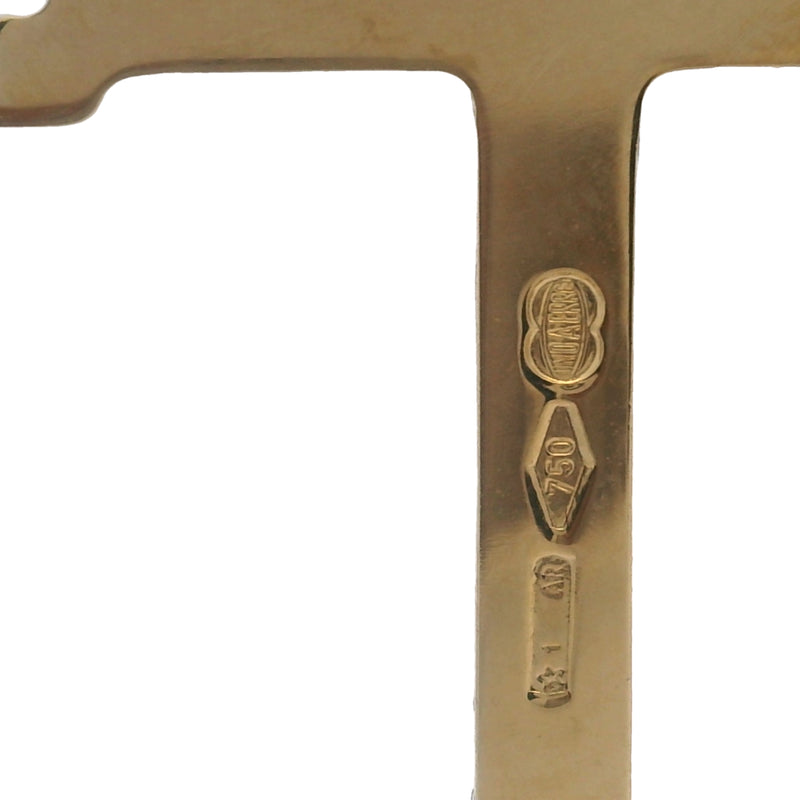 UnoAerre Italian Solid 18kt Yellow Gold Faceted 1.5" Long Cross Necklace Pendant