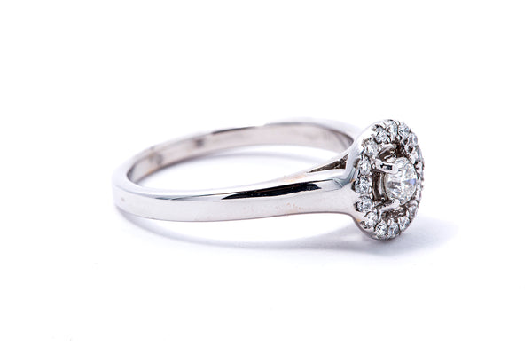 Diamond Halo Accent Engagement Band 14K 585 White Gold Ring Size 7 1/2