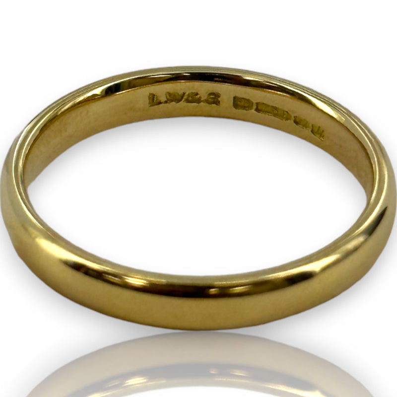 Vintage 1986 18kt Solid Yellow Gold London Hallmarked Wedding Band Ring By LW & S Size 6.75