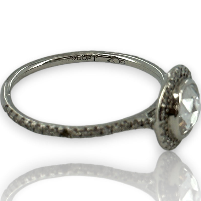ZOE Solid 900 Platinum Modern Rose Cut Diamond Halo Solitaire Ring Size 5