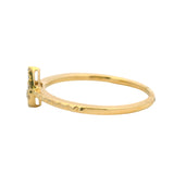 Djula Solid 18kt Yellow Gold Drop Pear 0.13ctw Diamond Cluster Textured Band Ring Size 6