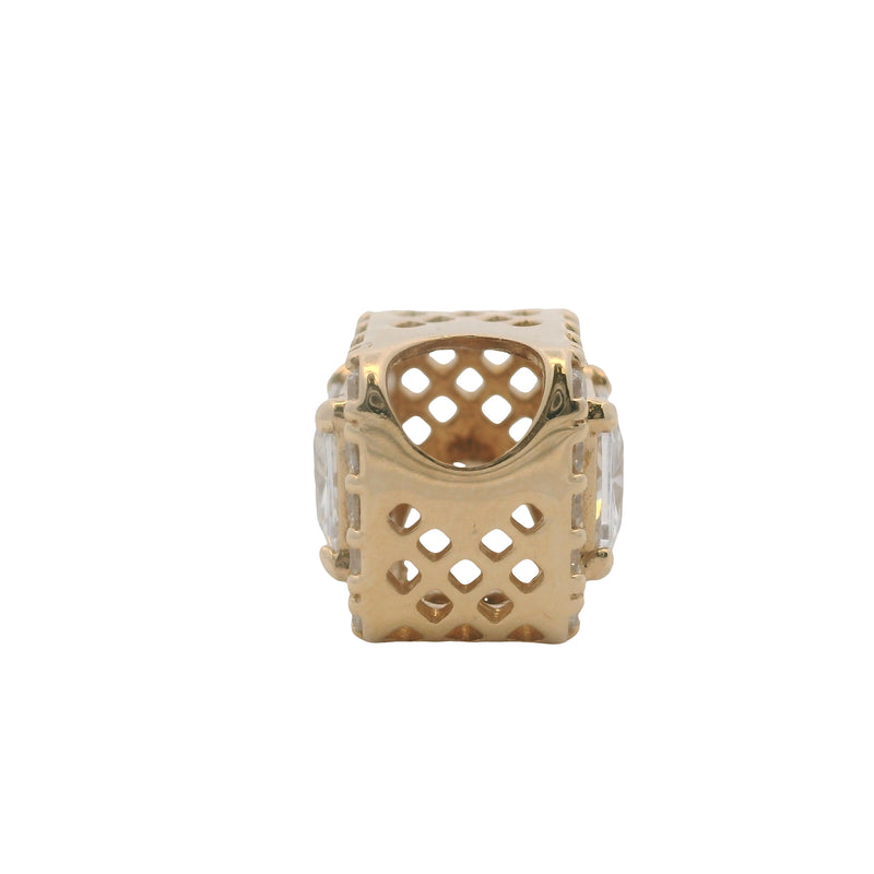 Pandora Solid 14kt Yellow Gold and CZ Square Sparkle Halo Bead Spacer Charm