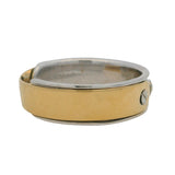 Baraka Italian Solid 18kt Yellow and White Gold Men's Solitaire 0.15ctw Diamond Industrial Band Ring Size 13.5