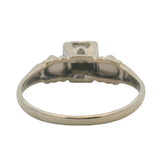 Antique 1930s 14kt White Gold Small Diamond Solitaire Ring Heart Sides Size 5.5