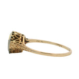 Antique 1910s 14kt Yellow Gold Filigree Old Mine Diamond Solitaire Ring Size 6