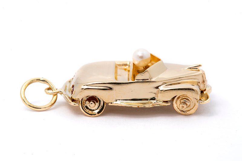 Vintage Automobile Car Cruising 14k 585 Yellow Gold Charm Pendant